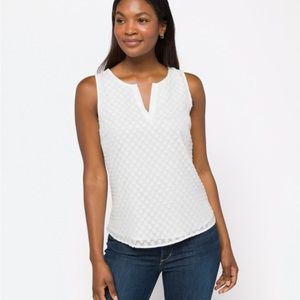 41 Hawthorne Ezide textured mixed material top. White, size M. NWT